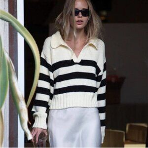 EUC Ciao Lucia Venezia Polo Sweater Ivory Black Size XS